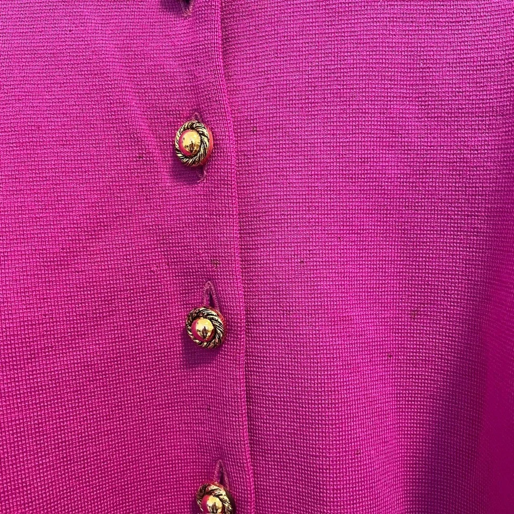 Jaegar vintage wool sweater round neck cardigan pink jacket gold buttons - Picture 2 of 12